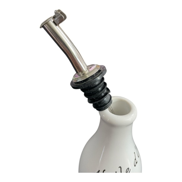 Decorative Olive Oil Dispenser Bottle - White with Olive Branch - Picture 7 of 10